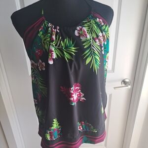Old Navy Floral Halter Top - Black and Green